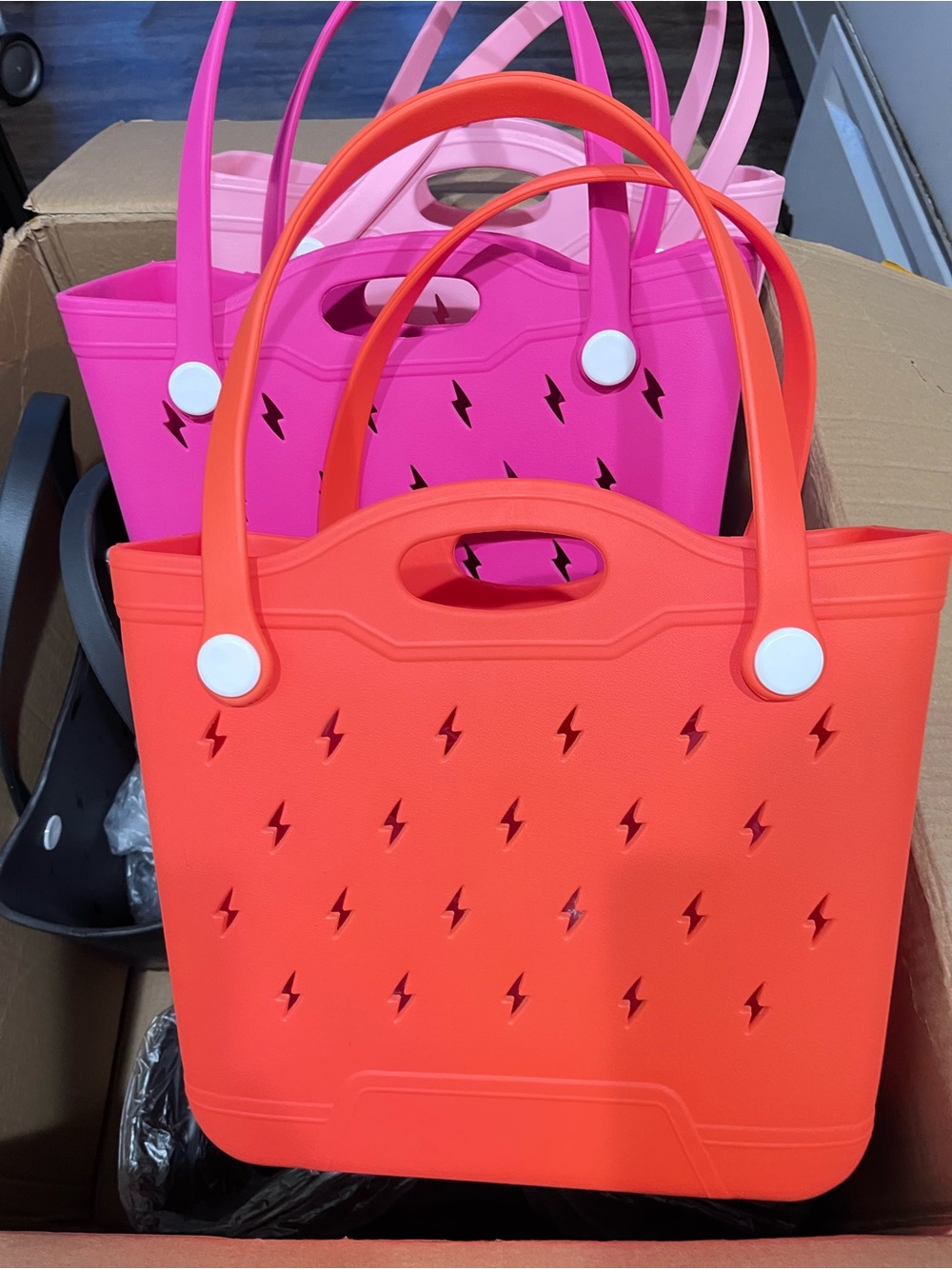 Orange Lightning Cutout Tote Bag for Women